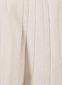 Robe longue à manches courtes Girandole en laine - Blanc Nacre