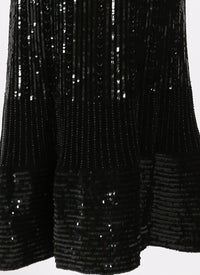 Robe longue brodée à sequins - Noir