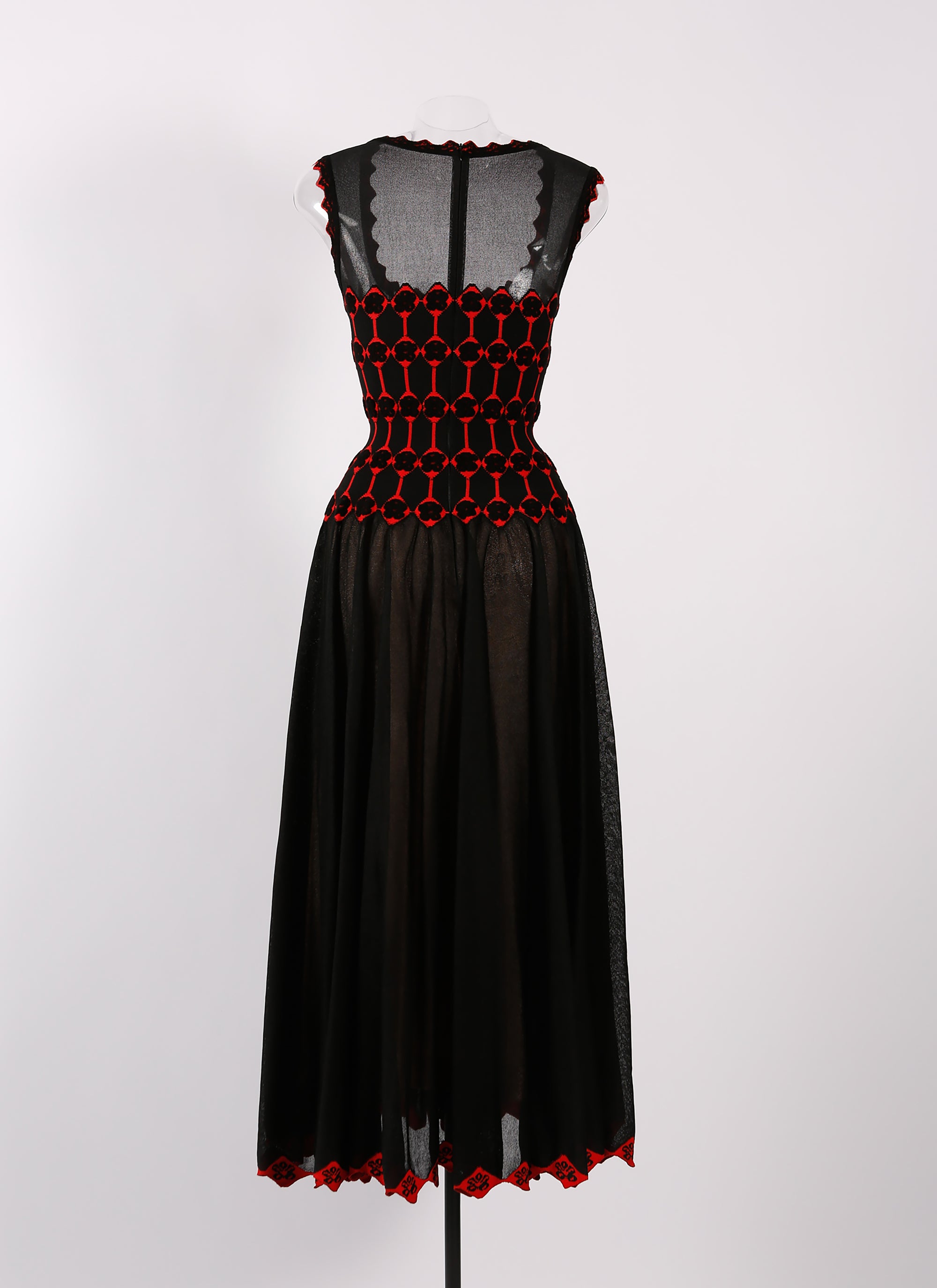 Robe longue sans manches Azulejos en soie - Noir & Rouge