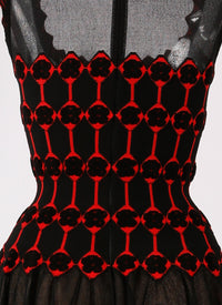 Robe longue sans manches Azulejos en soie - Noir & Rouge