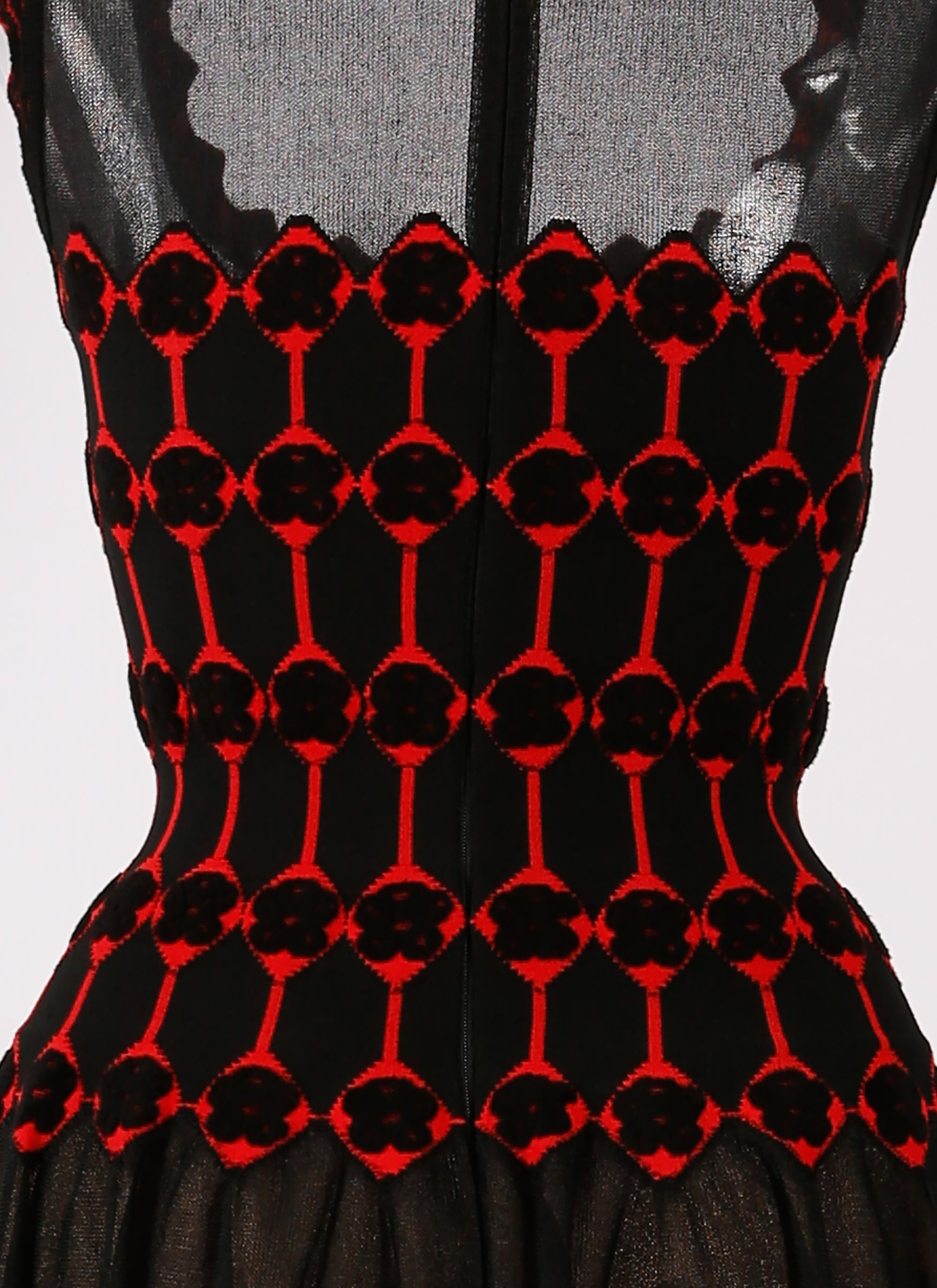 Robe longue sans manches Azulejos en soie - Noir & Rouge