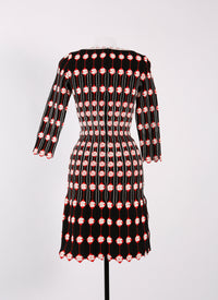 3/4 sleeve short dress Porcelain knit - Multicolour Vanilla