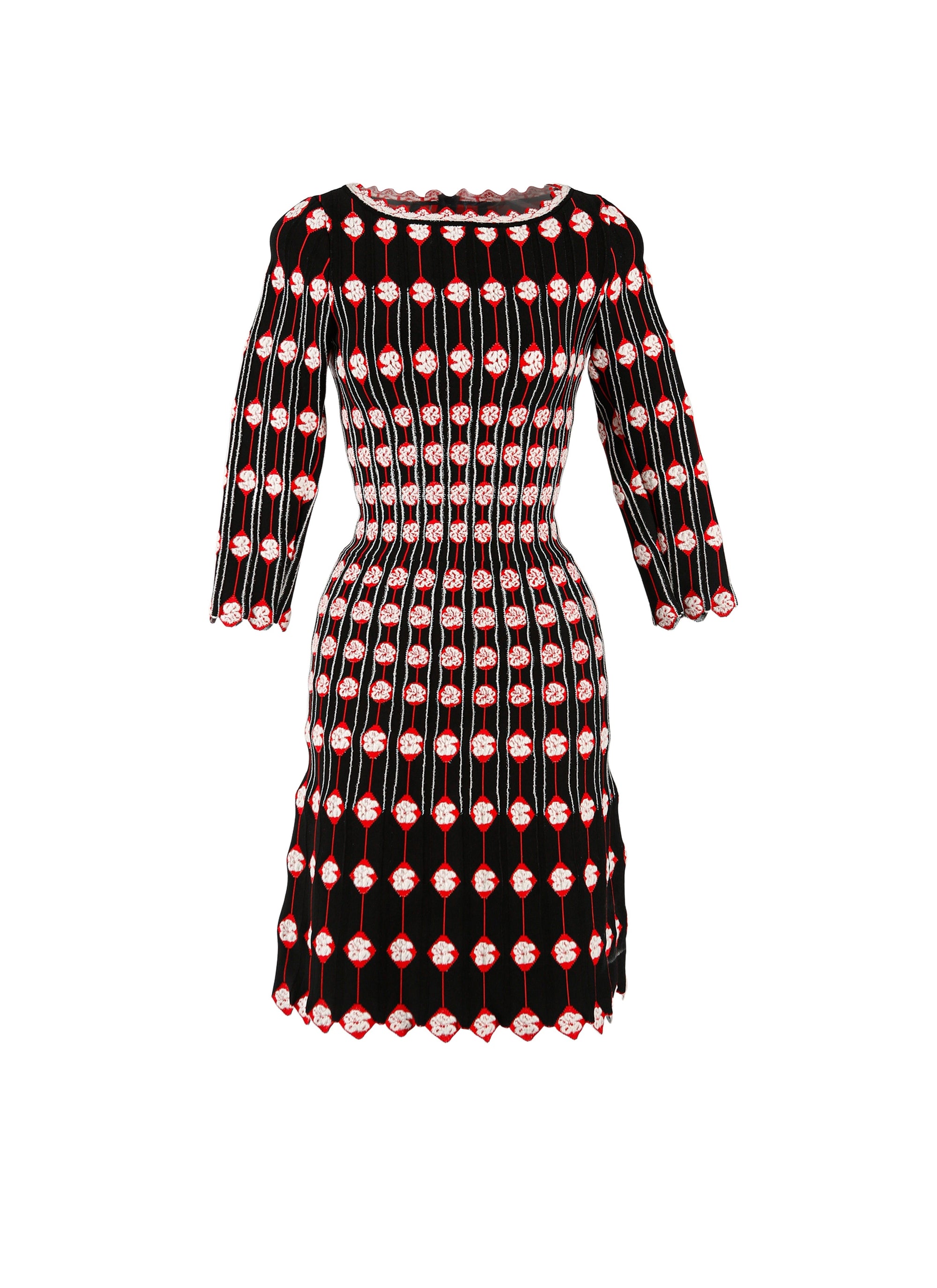 3/4 sleeve short dress Porcelain knit - Multicolour Vanilla