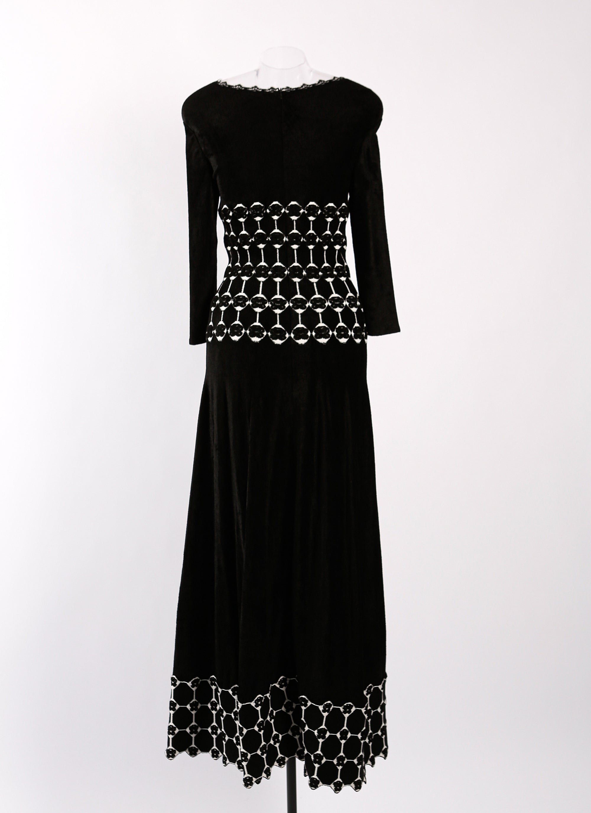 Robe longue à manches 3/4 Azulejos en maille - Noir & Blanc