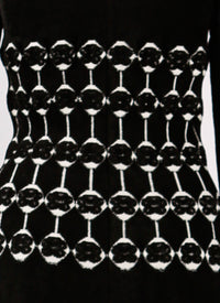 Robe longue à manches 3/4 Azulejos en maille - Noir & Blanc