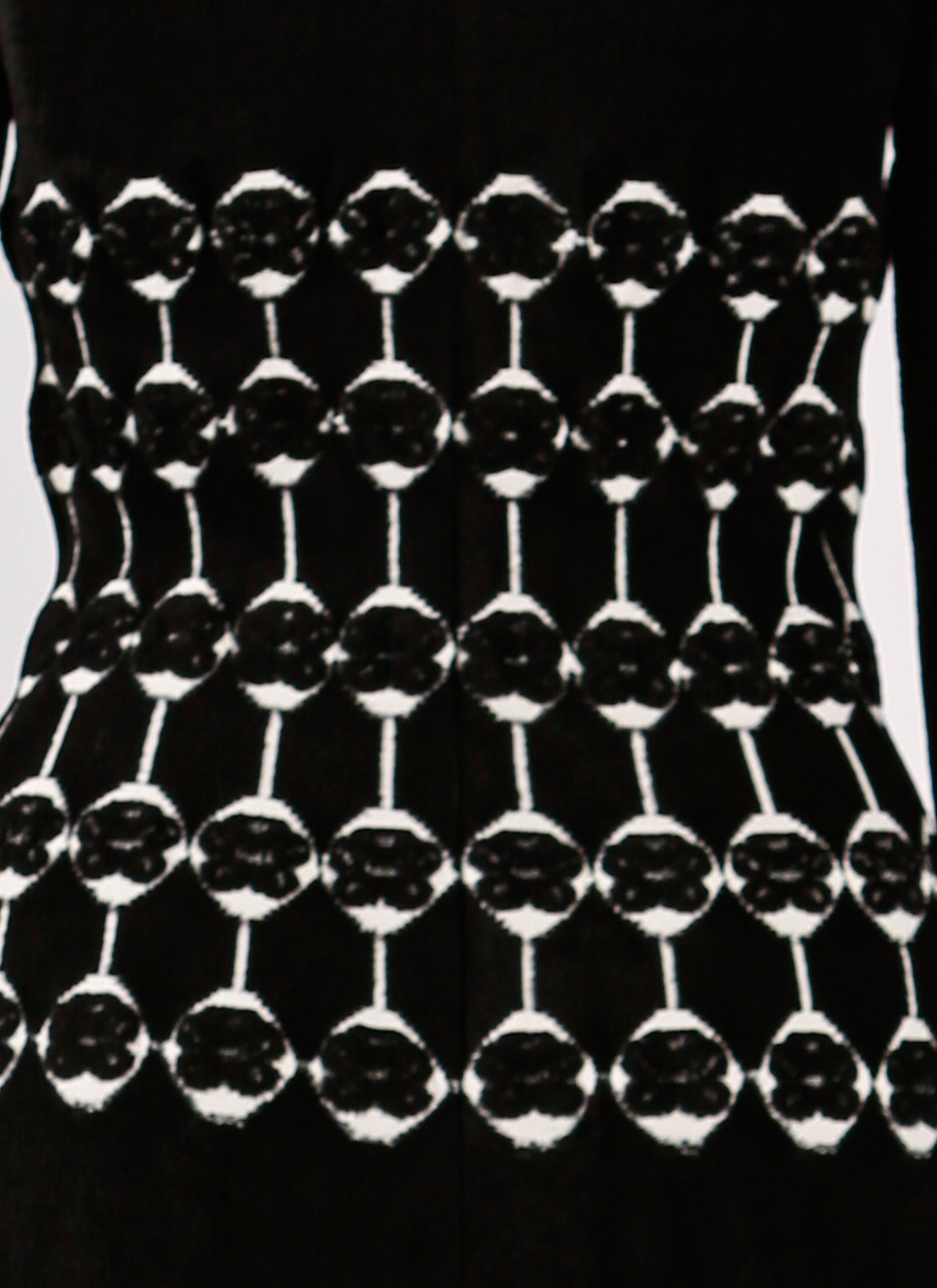 Robe longue à manches 3/4 Azulejos en maille - Noir & Blanc