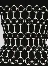 Robe droite à manches 3/4 Azulejos en maille - Noir & Blanc