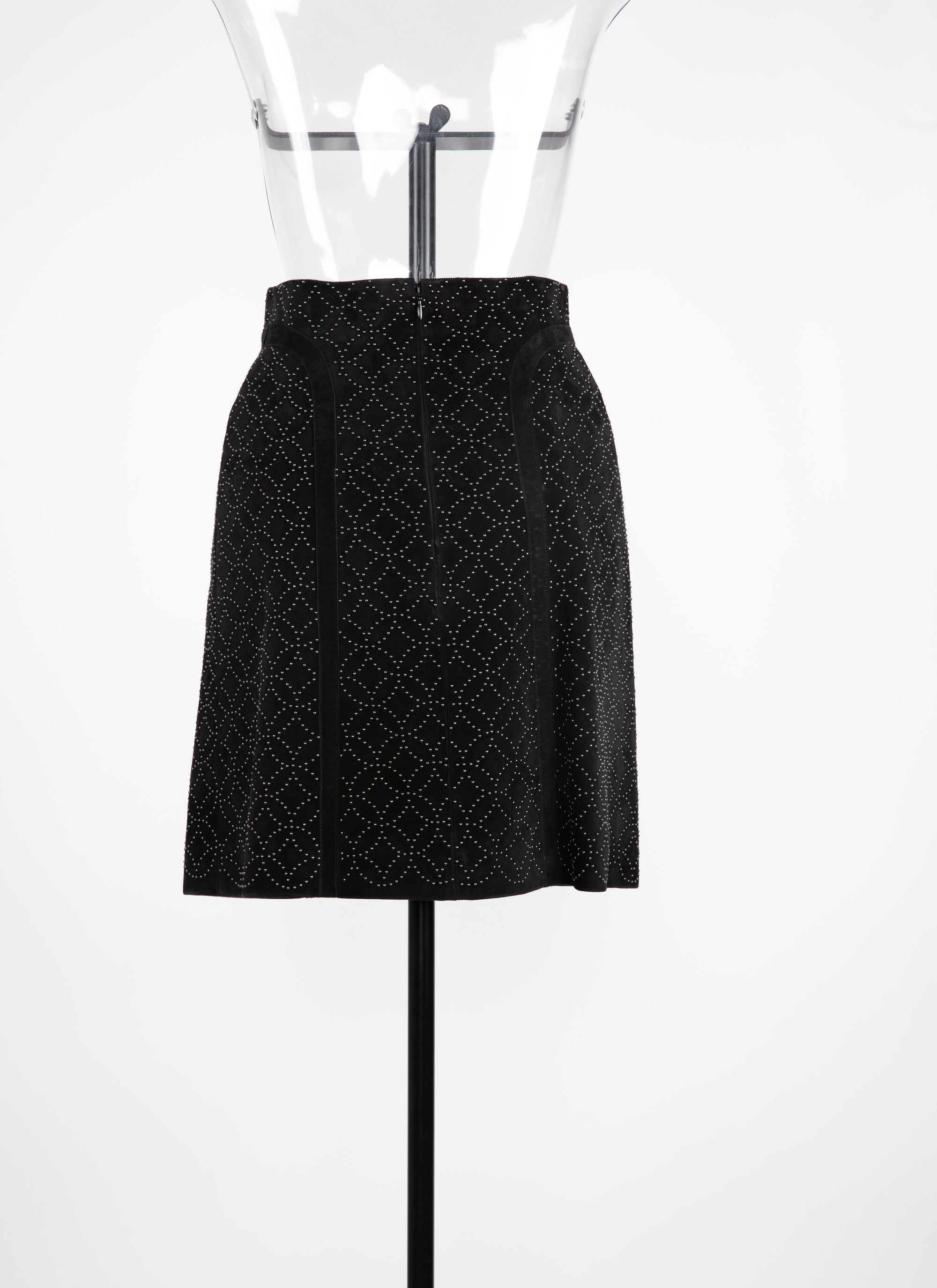 Short skirt in suede leather - Black