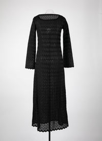 Long-sleeved lace dress - Black