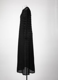 Long-sleeved lace dress - Black