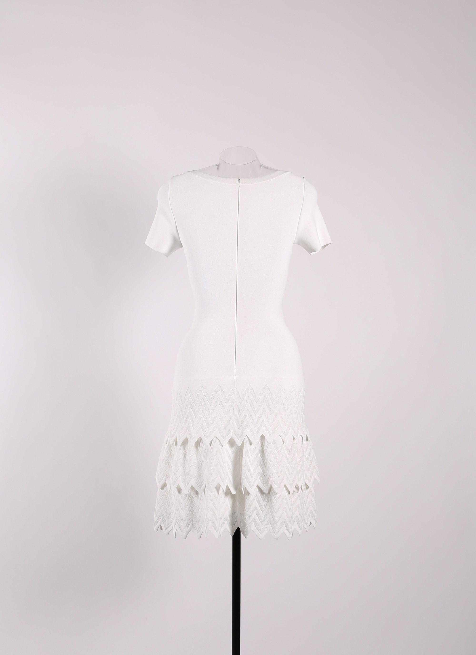 Robe à manches courtes à volants en maille - Blanc Optique