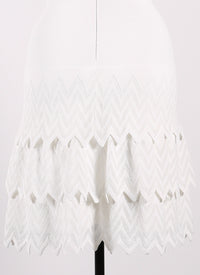 Robe à manches courtes à volants en maille - Blanc Optique
