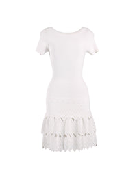 Robe à manches courtes à volants en maille - Blanc Optique