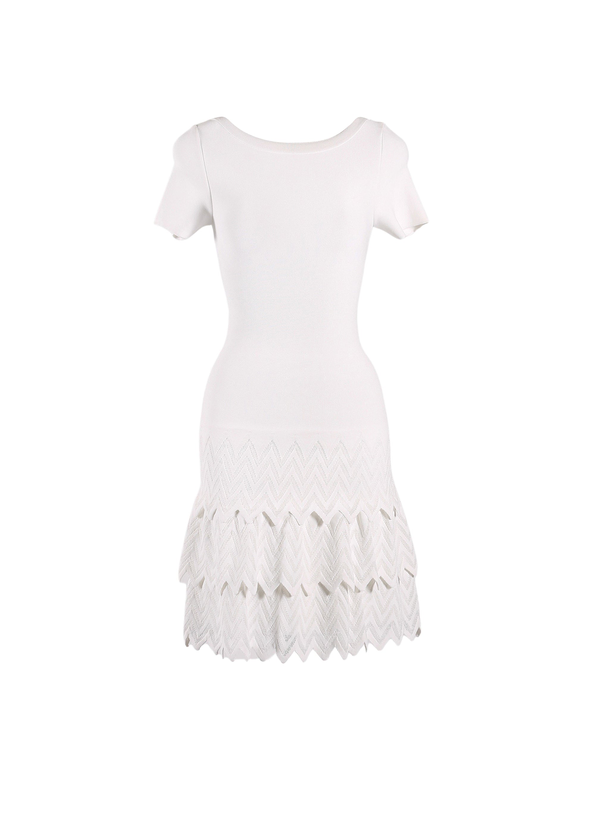 Robe à manches courtes à volants en maille - Blanc Optique