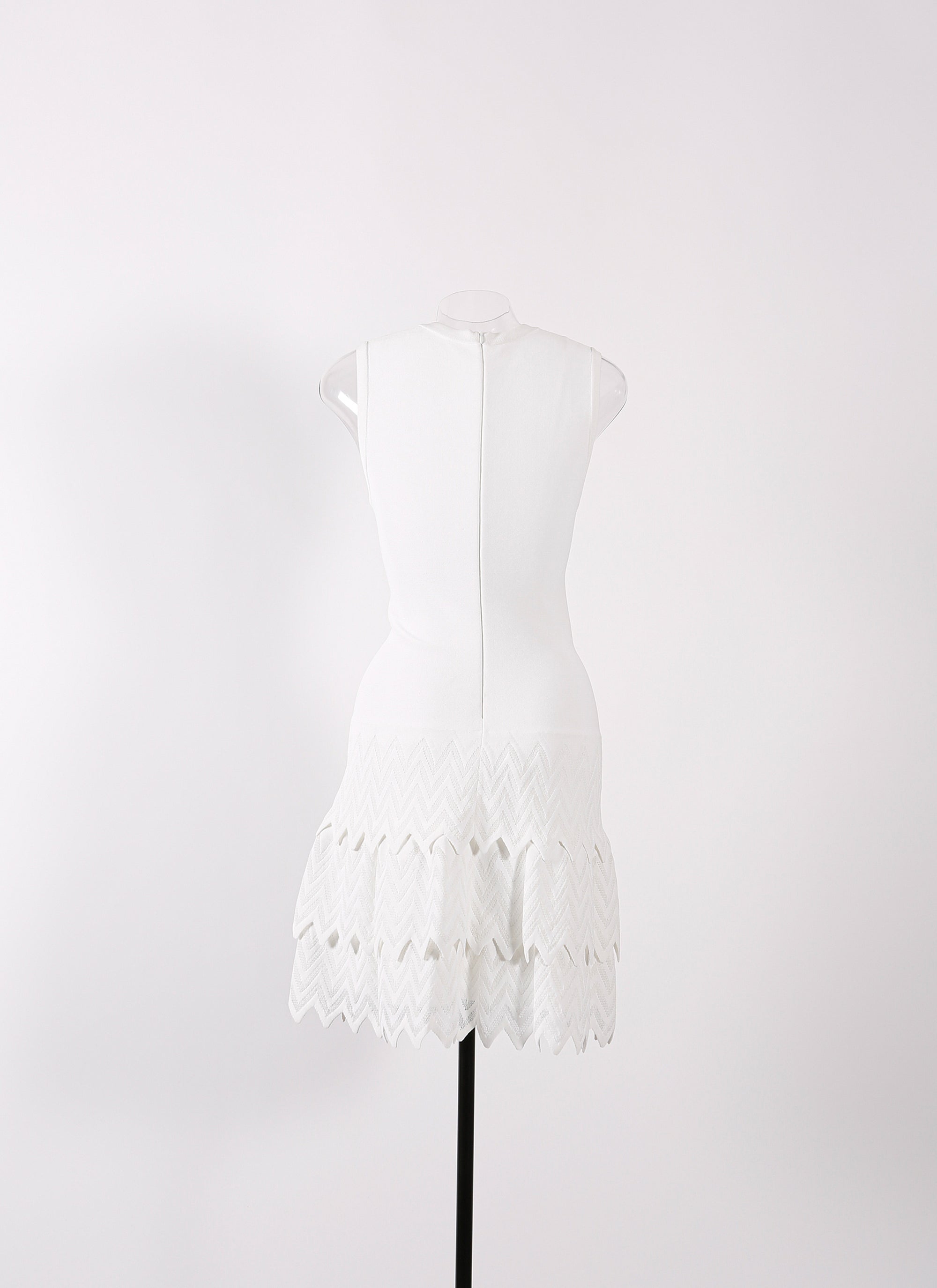 Sleeveless mesh ruffle dress - Optic White