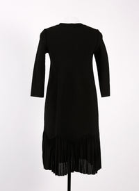 Robe courte à manches longues à volants en maille - Noir