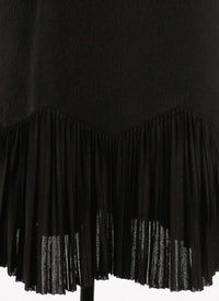 Robe courte à manches longues à volants en maille - Noir