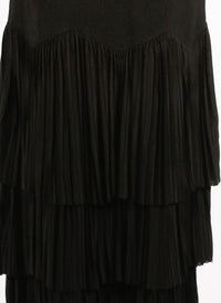 Mesh ruffled long sleeve dress - Black