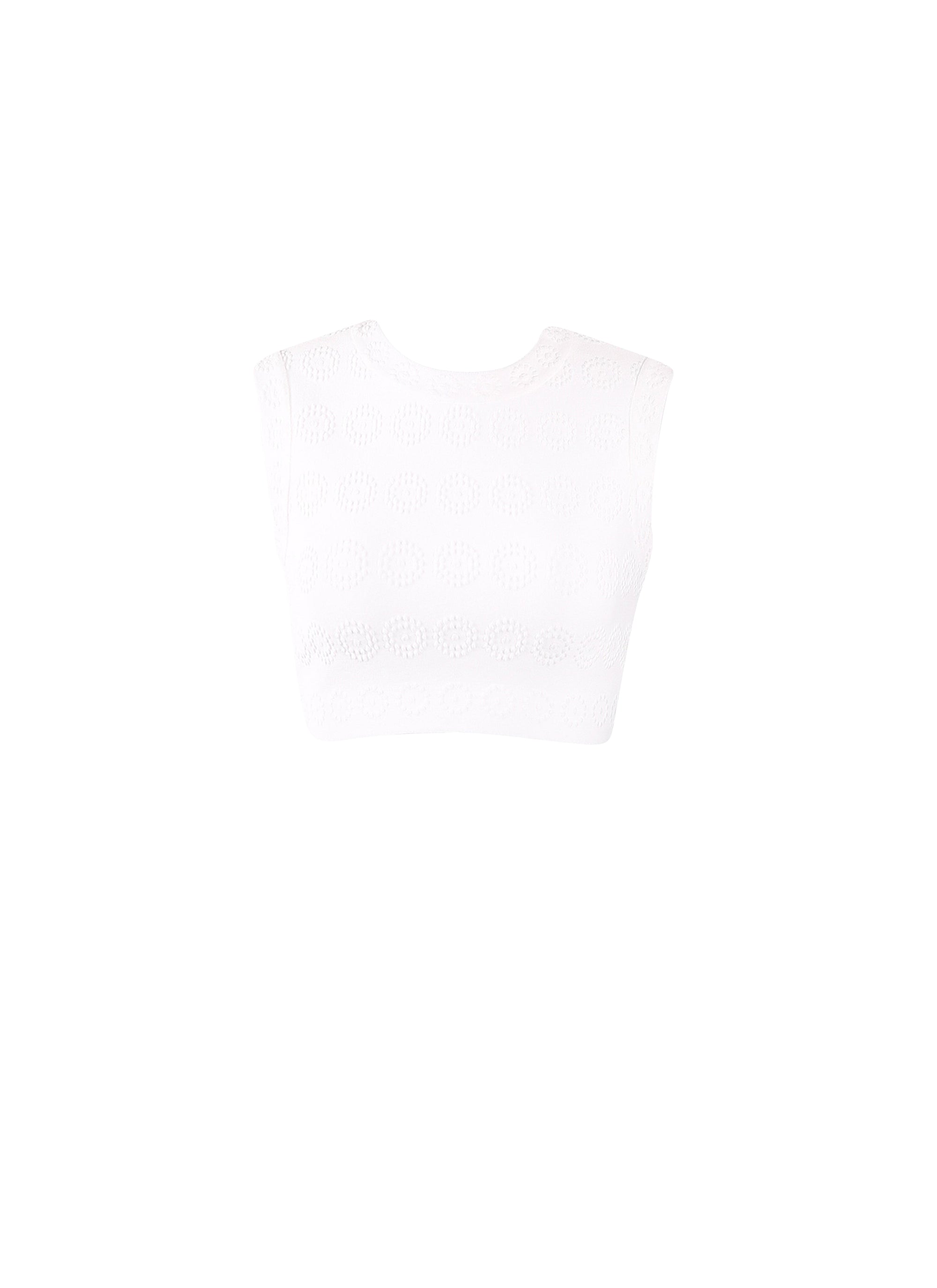 Pull sans manches à motif rosace en maille - Blanc Optique