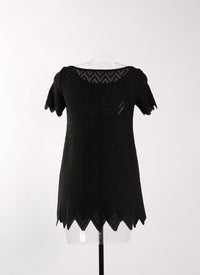 Pull à manches courtes Jamaica en maille - Noir