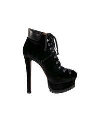 Bottines à plateforme haute en velours - Noir