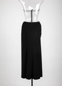 Long skirt in wool gabardine - Black