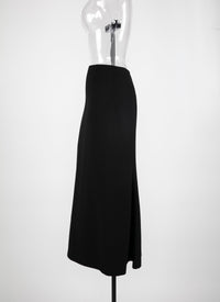 Long skirt in wool gabardine - Black