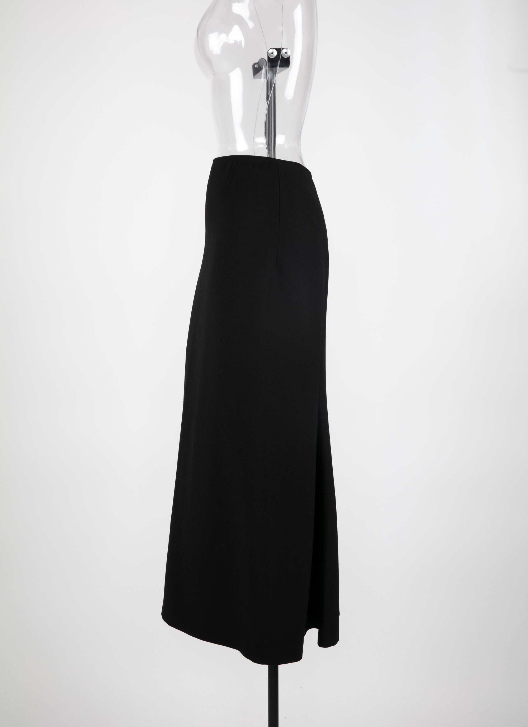 Long skirt in wool gabardine - Black