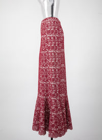 Jupe longue Adenium en laine - Blanc & Rouge