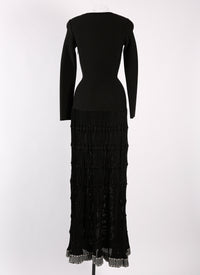 Mambo long-sleeved maxi dress - Black & Rhodium