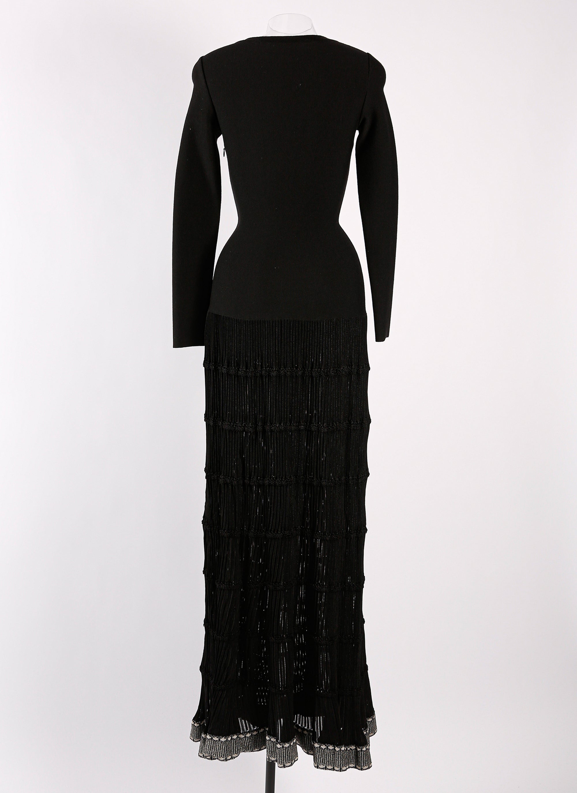 Mambo long-sleeved maxi dress - Black & Rhodium