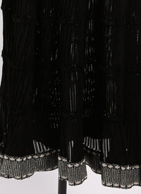 Mambo long-sleeved maxi dress - Black & Rhodium