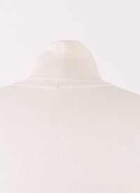 Long-sleeved bodysuit in fine wool - Mother of Pearl White