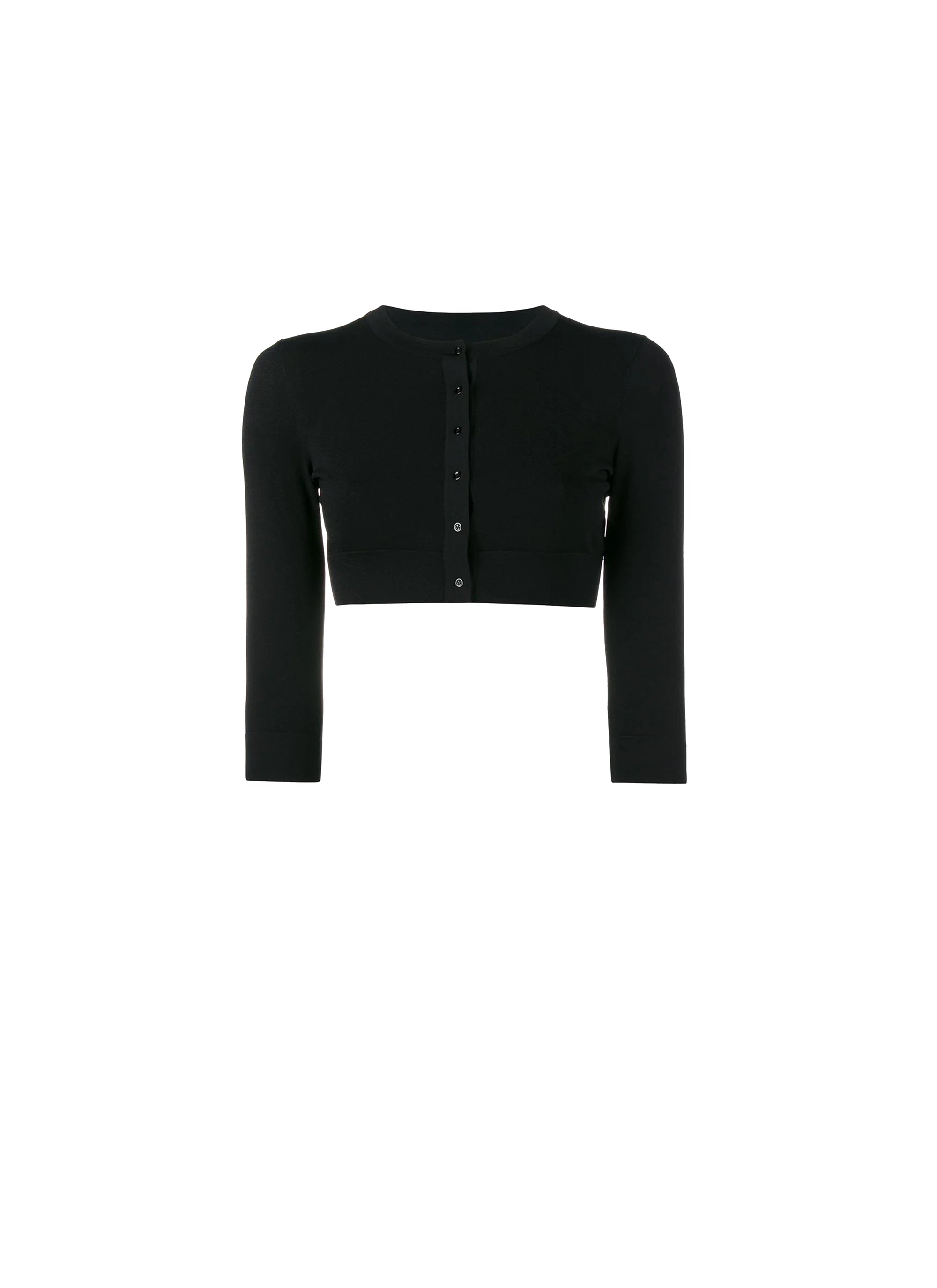 Cardigan court et boutonné à manches 3/4 en maille - Noir