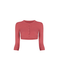 Knitted long sleeve cardigan - Raspberry