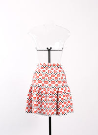 Jupe mini Orchidée en maille - Blanc & Rouge