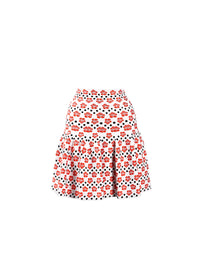 Jupe mini Orchidée en maille - Blanc & Rouge