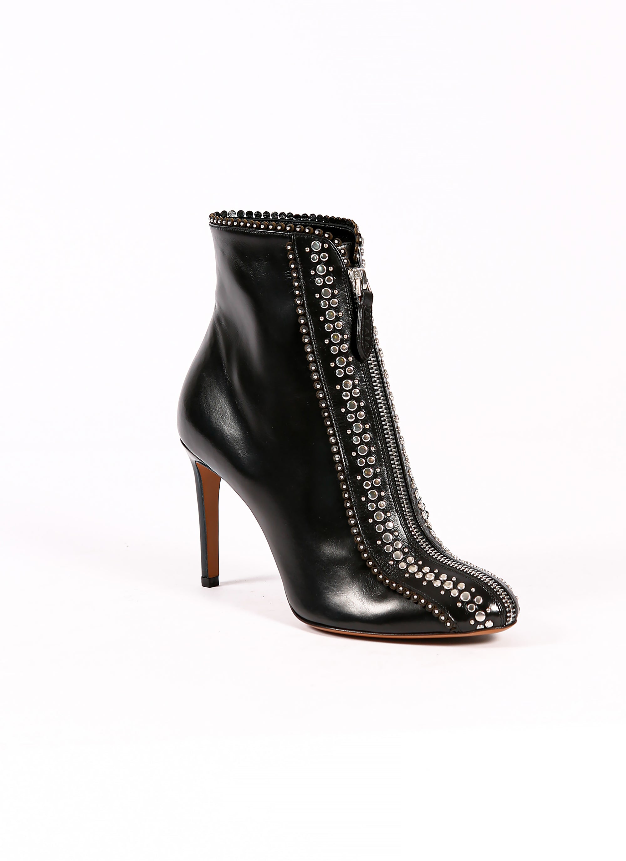 Studded boots in smooth leather - Black