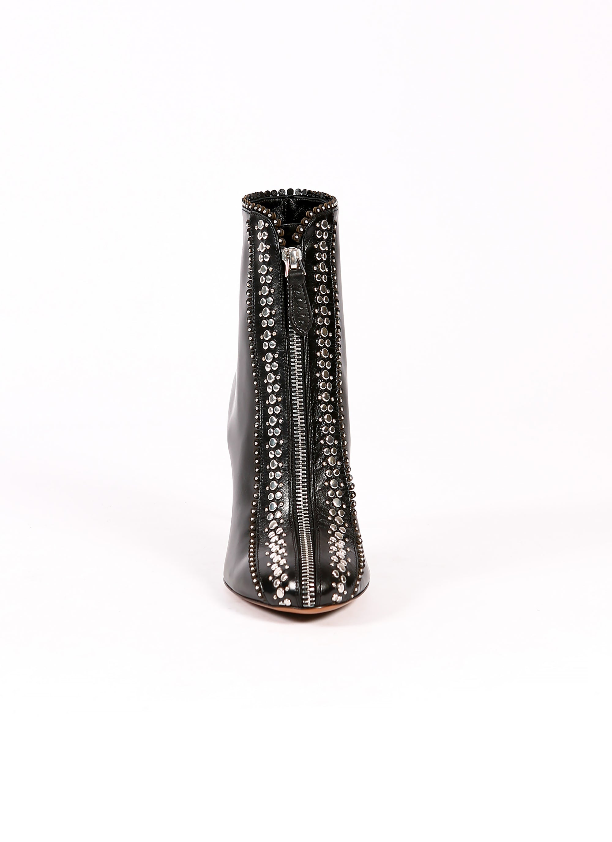 Studded boots in smooth leather - Black