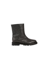 Bottines à plateforme à œillets en cuir - Noir