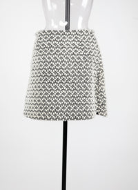 Mini-jupe brodée en cuir - Blanc & Noir