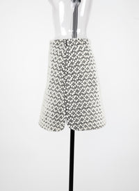 Mini-jupe brodée en cuir - Blanc & Noir