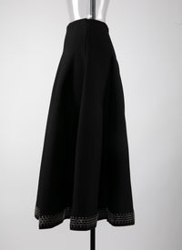 Jupe longue Tatoo en maille - Noir