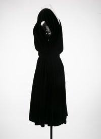 Robe à manches courtes en velours - Noir
