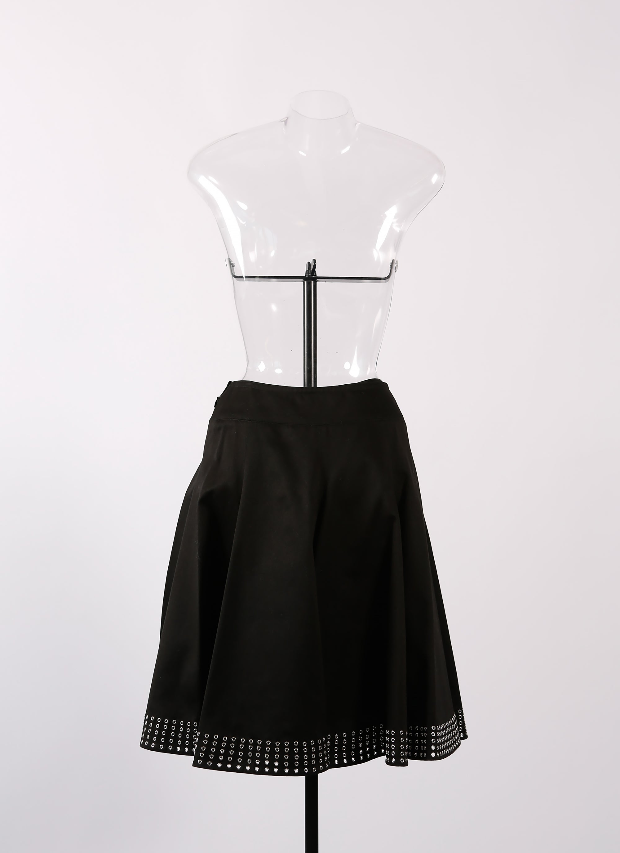 Jupe cloutée en en gabardine - Noir