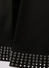 Jupe cloutée en en gabardine - Noir