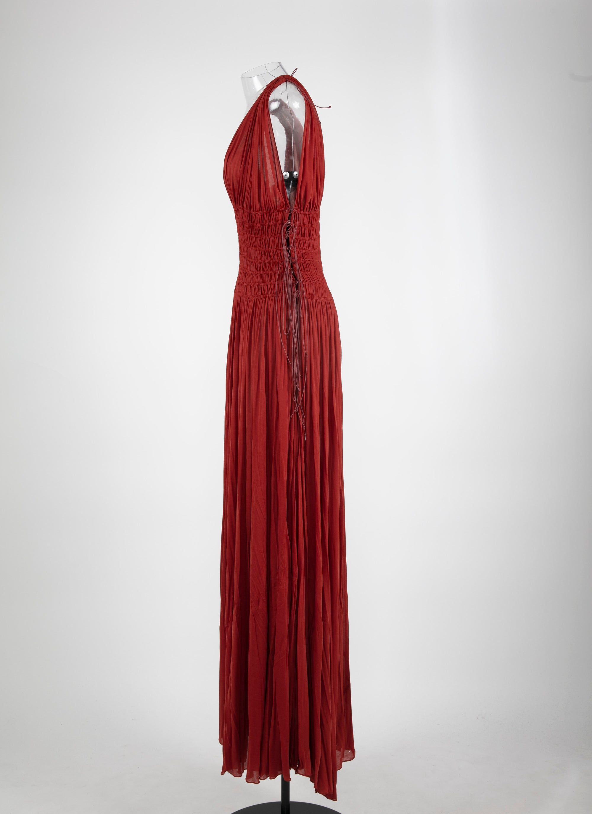 Jersey sleeveless dress - Brick
