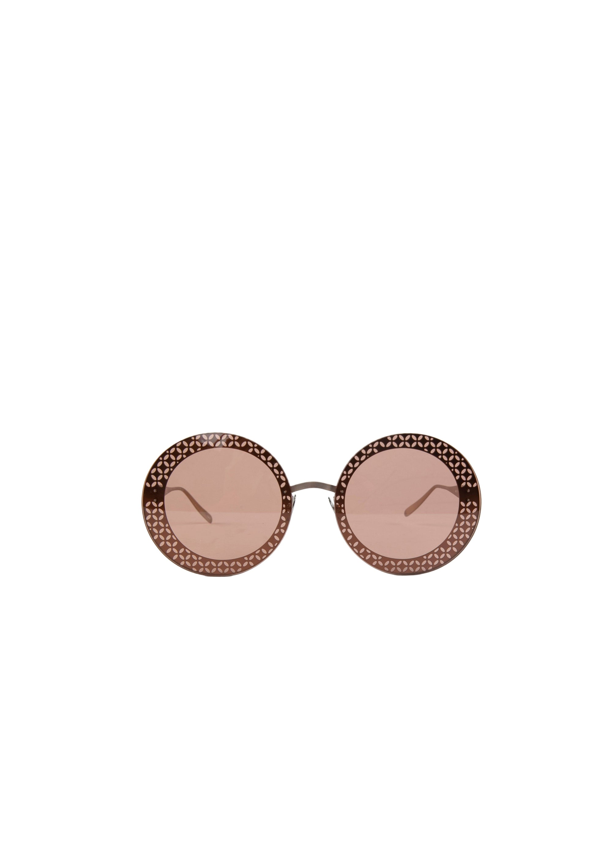 Lunettes de soleil rondes ajourées - Or & Noir