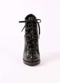 Soft platform boots in smooth leather - Black