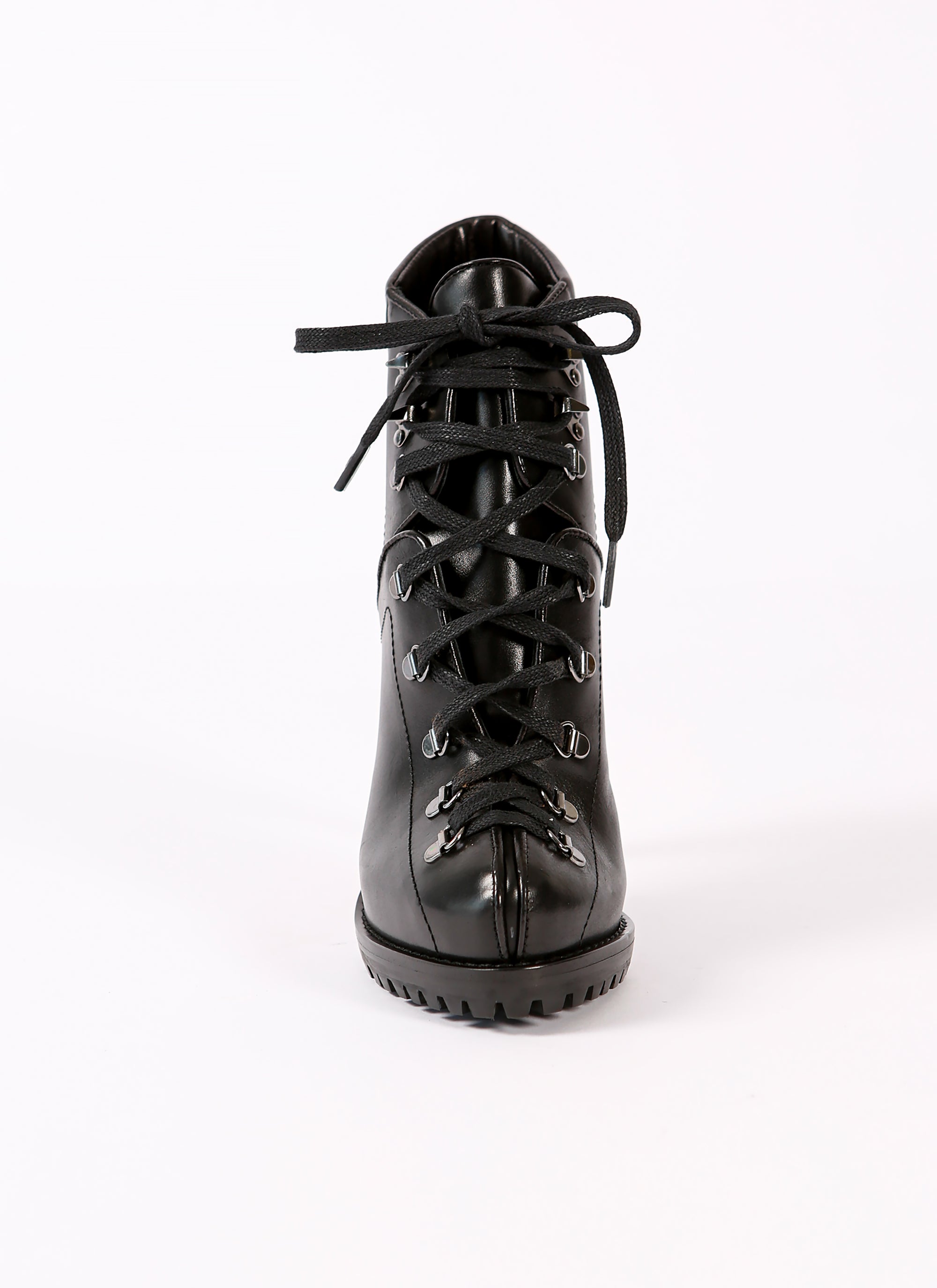 Soft platform boots in smooth leather - Black